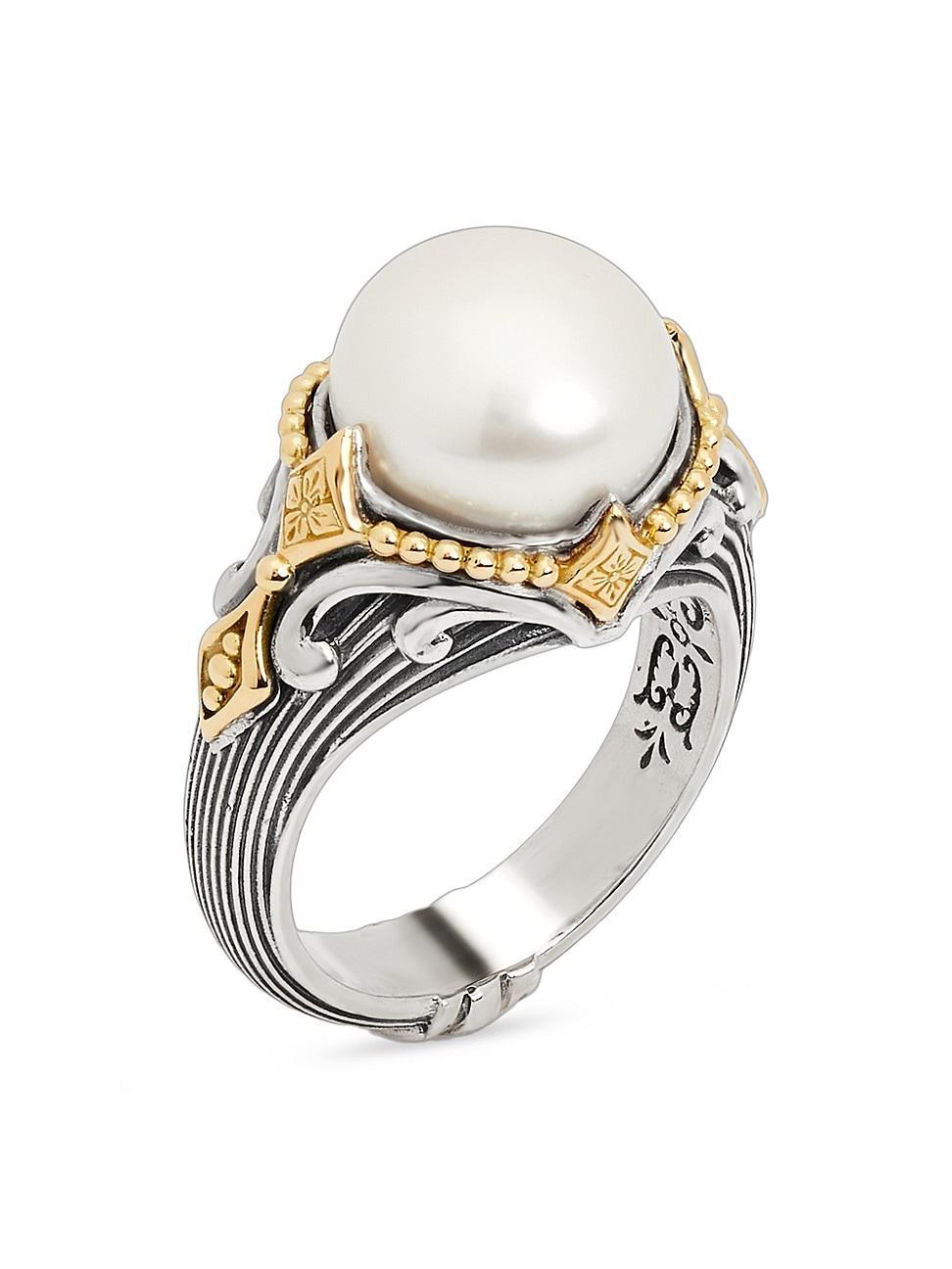 Womens Delos 2.0 18K Gold, Sterling Silver & Pearl Orb Ring Product Image