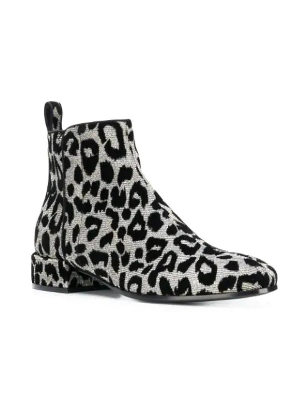 DOLCE & GABBANA Flocked Metallic Knitted Ankle Boots In Silver Black Product Image