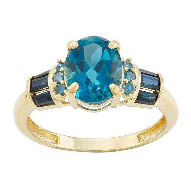 Tiara 10k Gold Sapphire, London Blue Topaz & Diamond Accent Ring, Womens Yellow Product Image