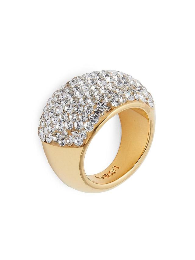 Womens 14K-Gold-Plated, Clay, & Crystal Domed Ring Product Image