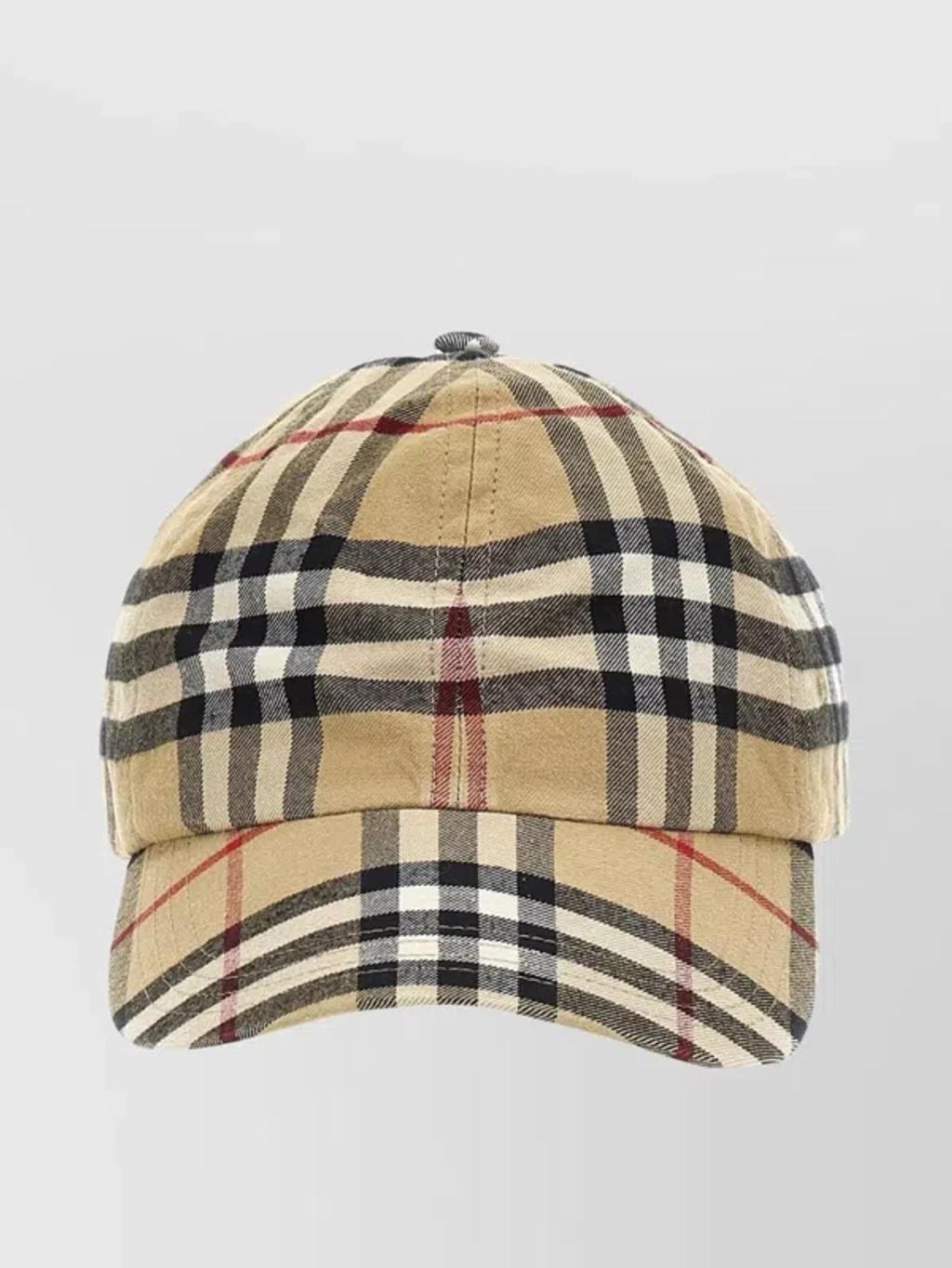 BURBERRY Check Printed Baseball Cap In Cream Product Image