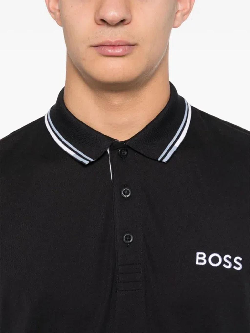 HUGO BOSS Contrast Logos Polo Shirt In Blue Product Image