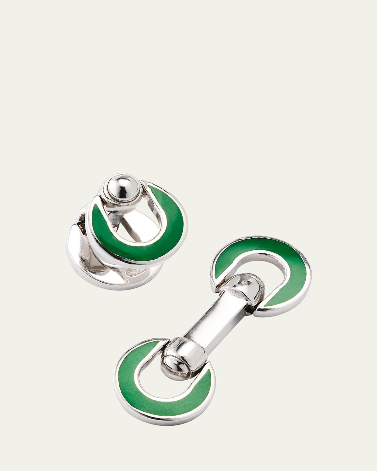 Mens Horseshoe Enamel Flip Cufflinks Product Image