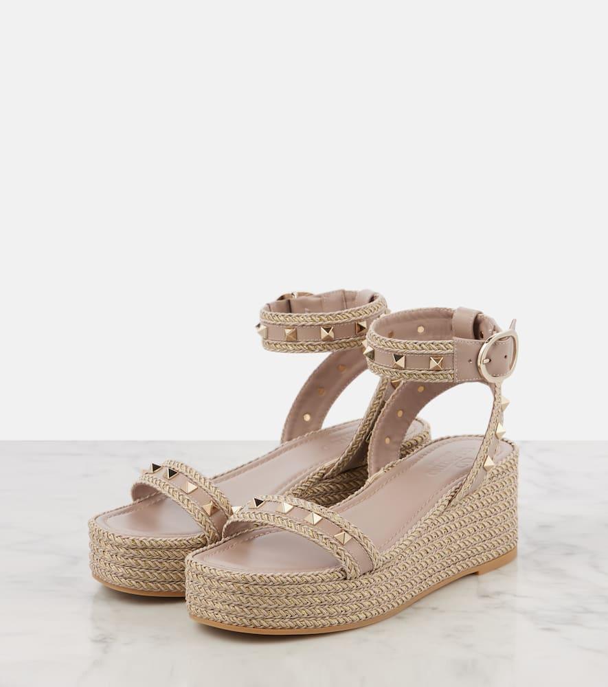 Rockstud Torchon Espadrille Wedge Sandal In Pink Product Image