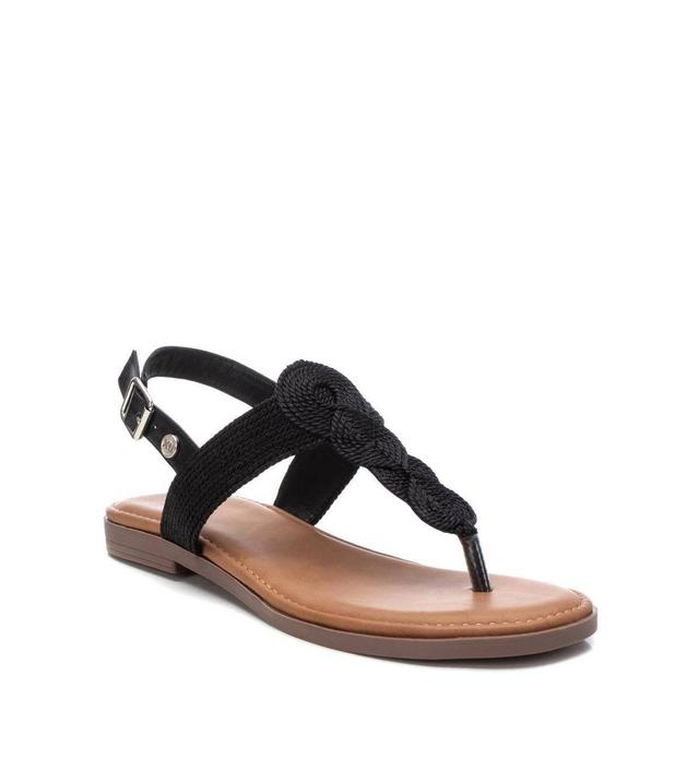 Xti Womens Braided Strap Thong Flat Sandals Black Product Image