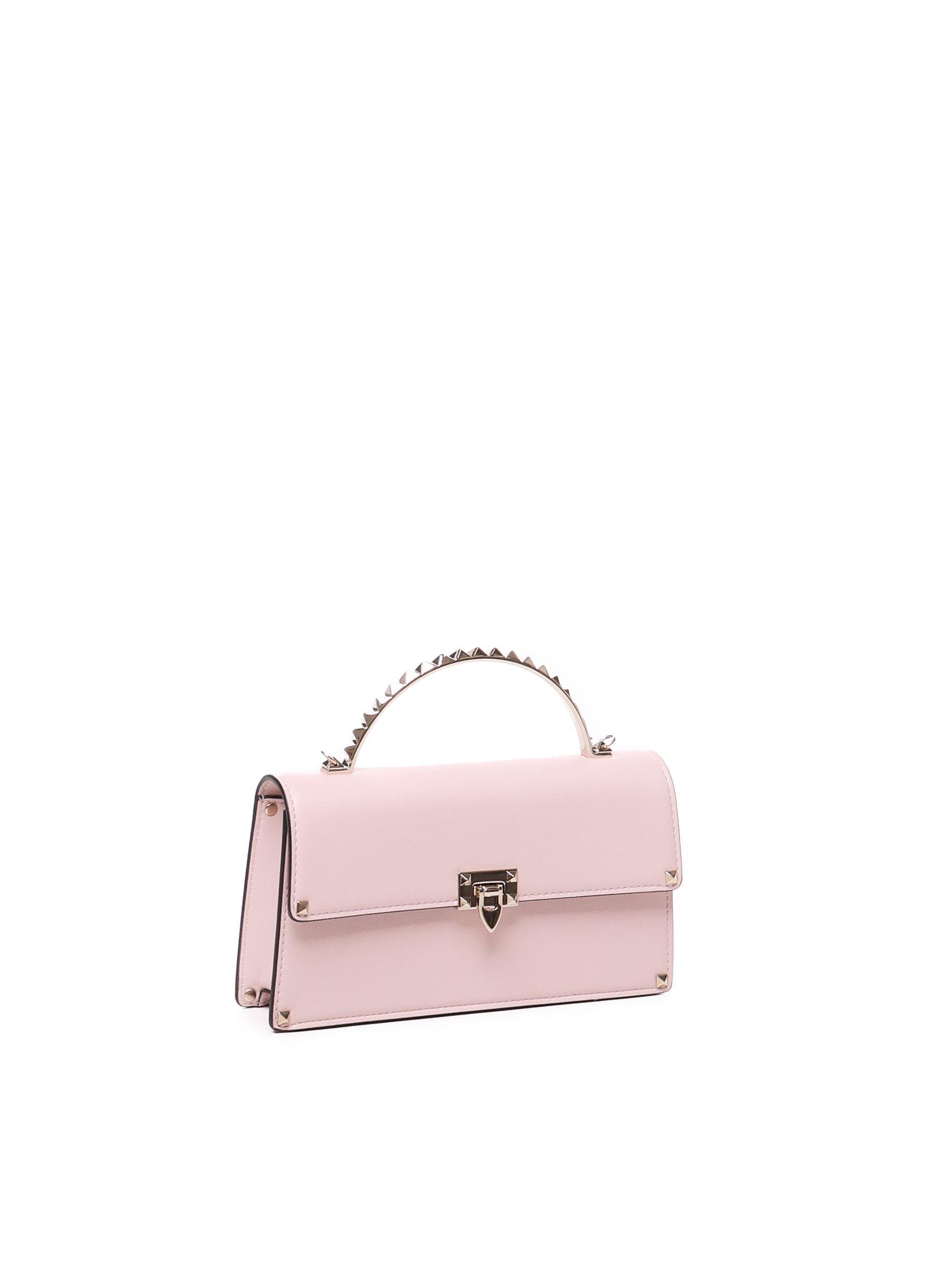 VALENTINO GARAVANI Rockstud Foldover Top Tote Bag In Pink Product Image