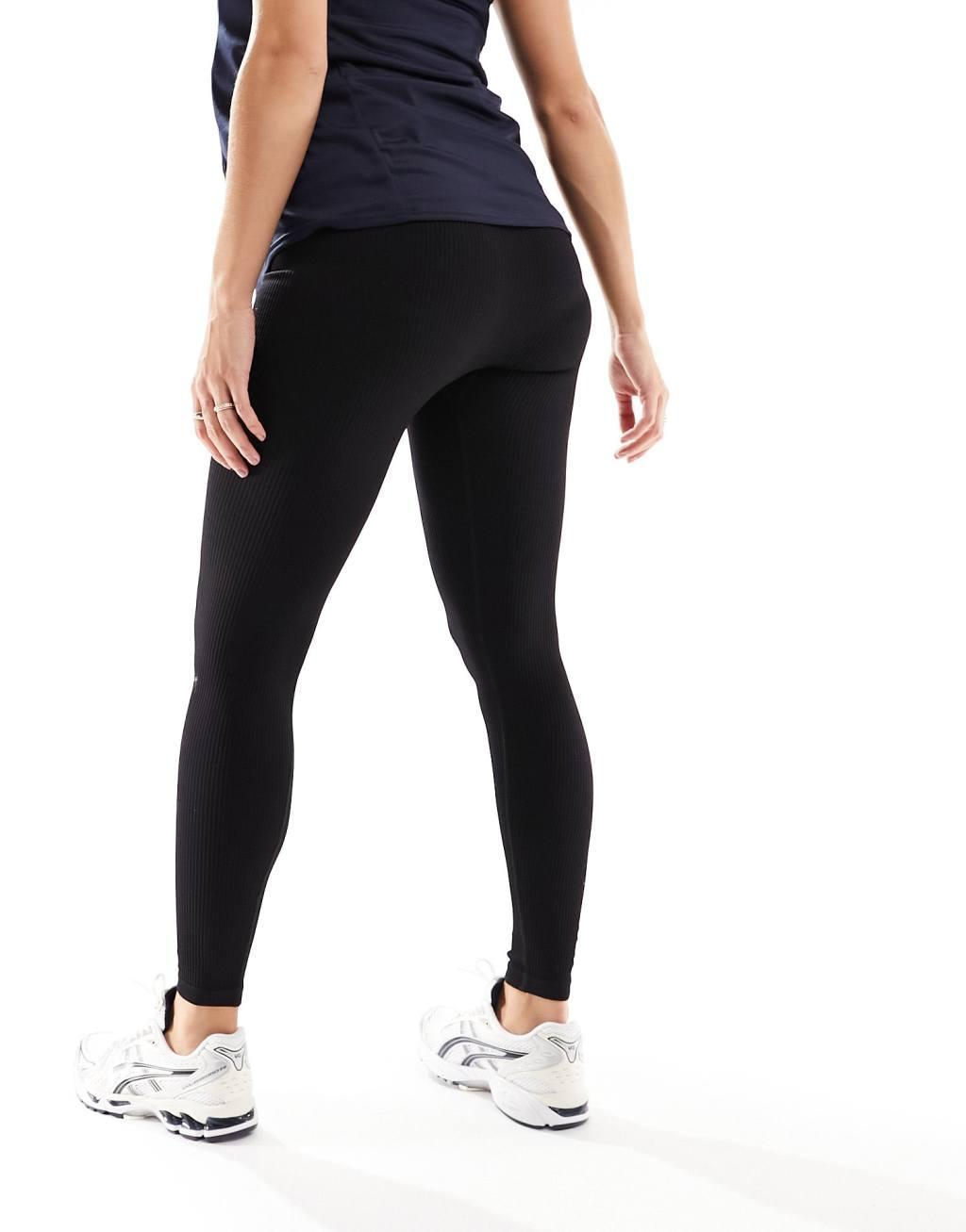 ASOS 4505 Tall Icon seamless ribbed gym leggings in black Product Image