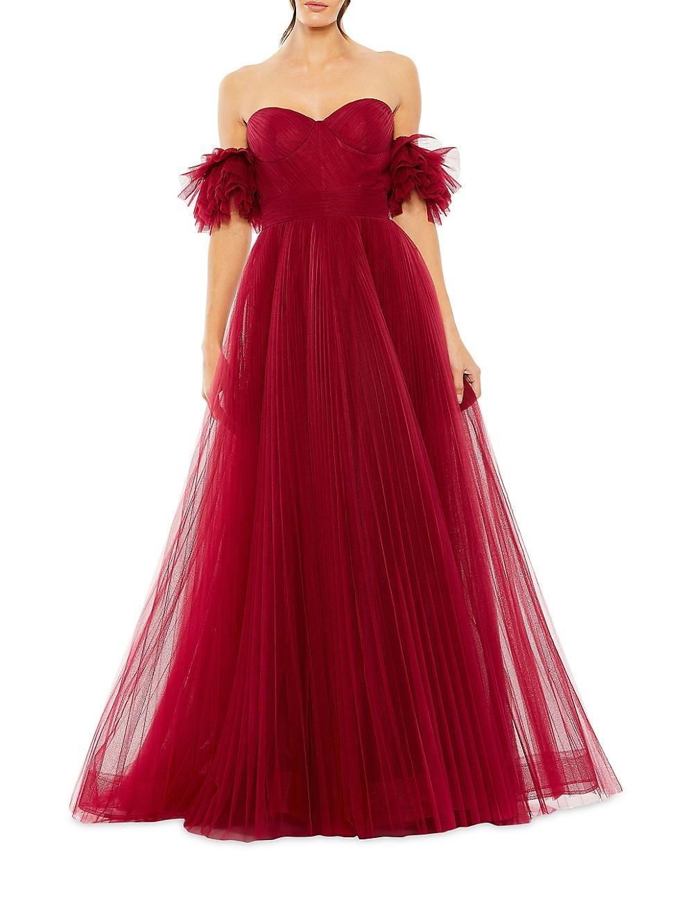 Mac Duggal Strapless Sweetheart Neck Off-the-Shoulder Tulle A Product Image