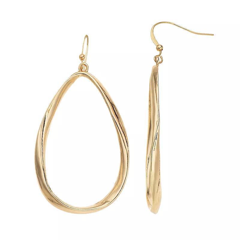 Twisted Open Teardrop Earrings, Womens, Gold Tone Product Image