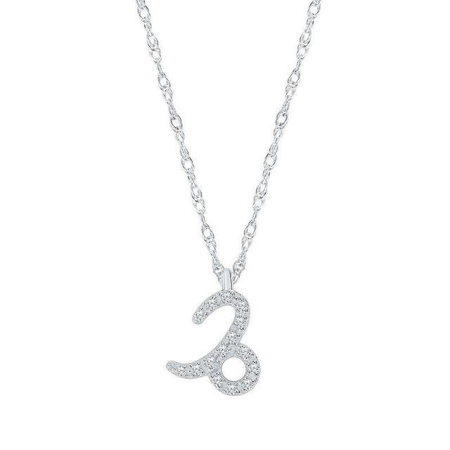 Sterling Silver 1/10 Carat T.W. Diamond Pave Leo Zodiac Pendant Necklace, Womens, Silver Tone Product Image