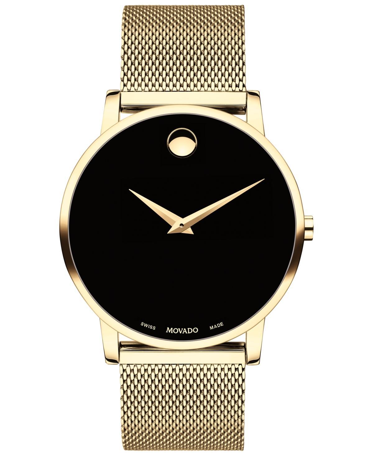 Men's Movado MuseumÂ® Classic 1/20 CT. T.w. Diamond Gold-Tone PVD Watch with Black Dial (Model: 0607625) Product Image