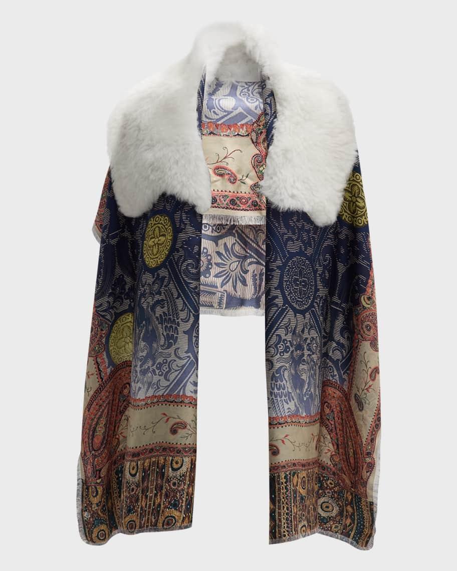 Multi-Patterned Silk & Shearling Scarf product image