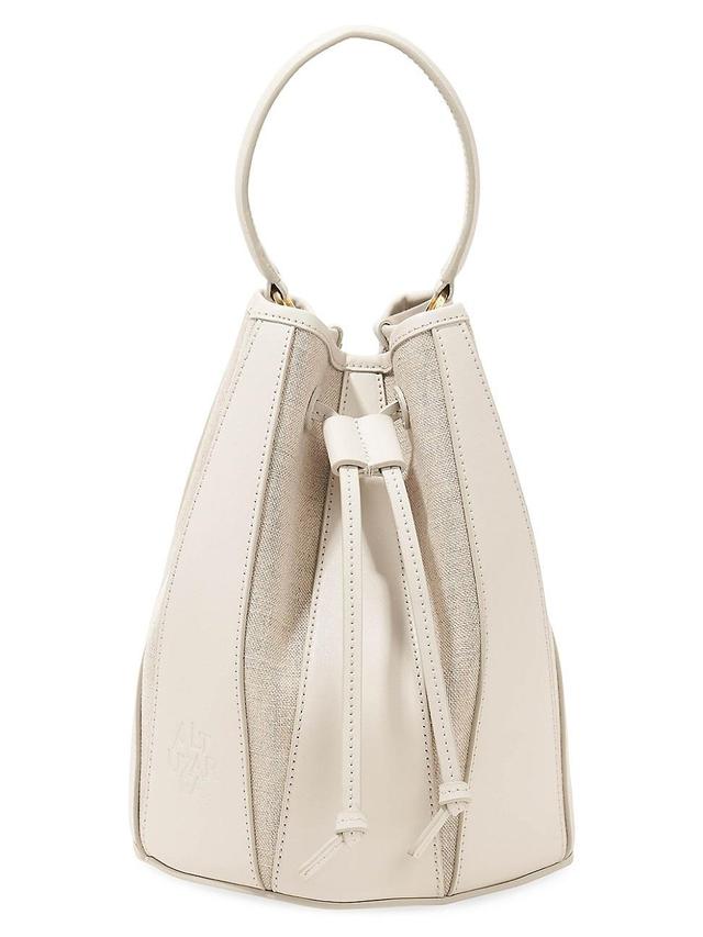 Womens Small Leather & Suede Drawstring Bucket Bag Product Image