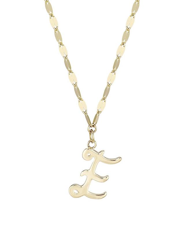 Womens 14K Yellow Gold Cursive Initial Pendant Necklace Product Image