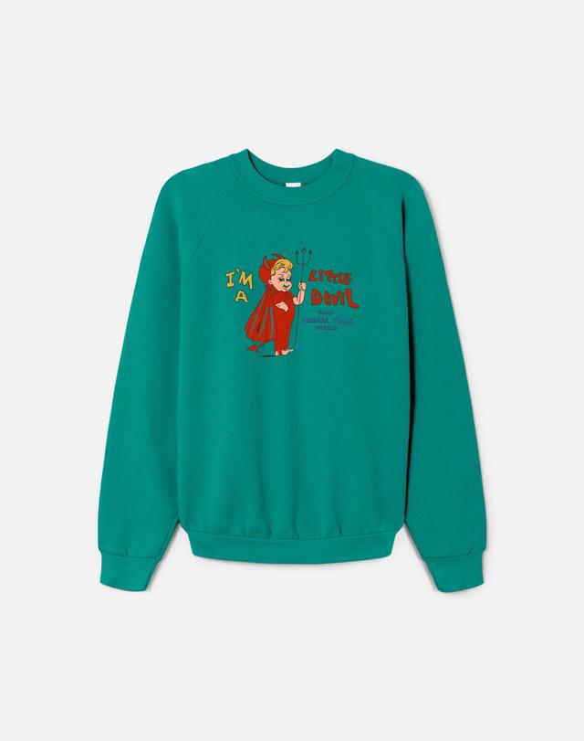 Upcycled "Little Devil" Sweatshirt in Green - 11229783 Female Product Image