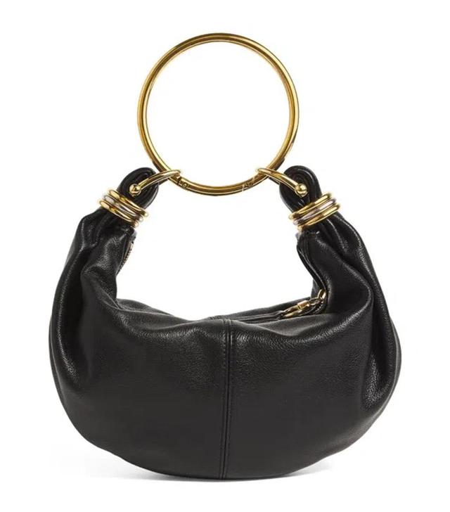 Small Leather Bracelet Top-handle Bag In Black Product Image