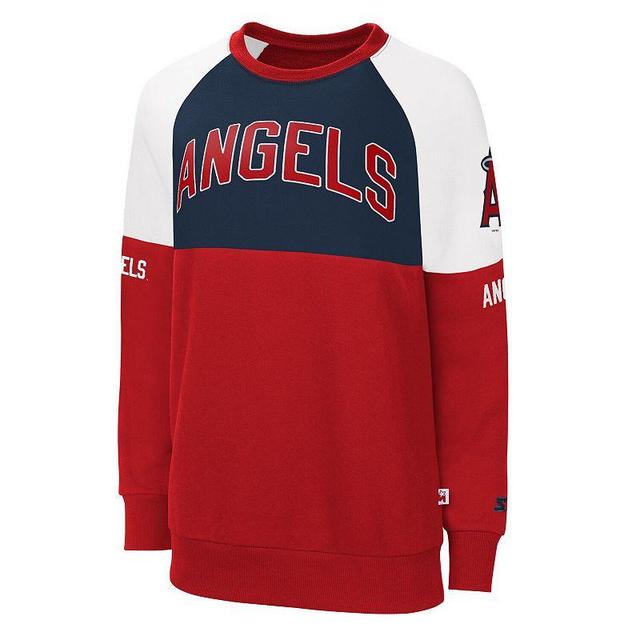 Womens Starter /Navy Los Angeles Angels Baseline Raglan Pullover Sweatshirt Product Image