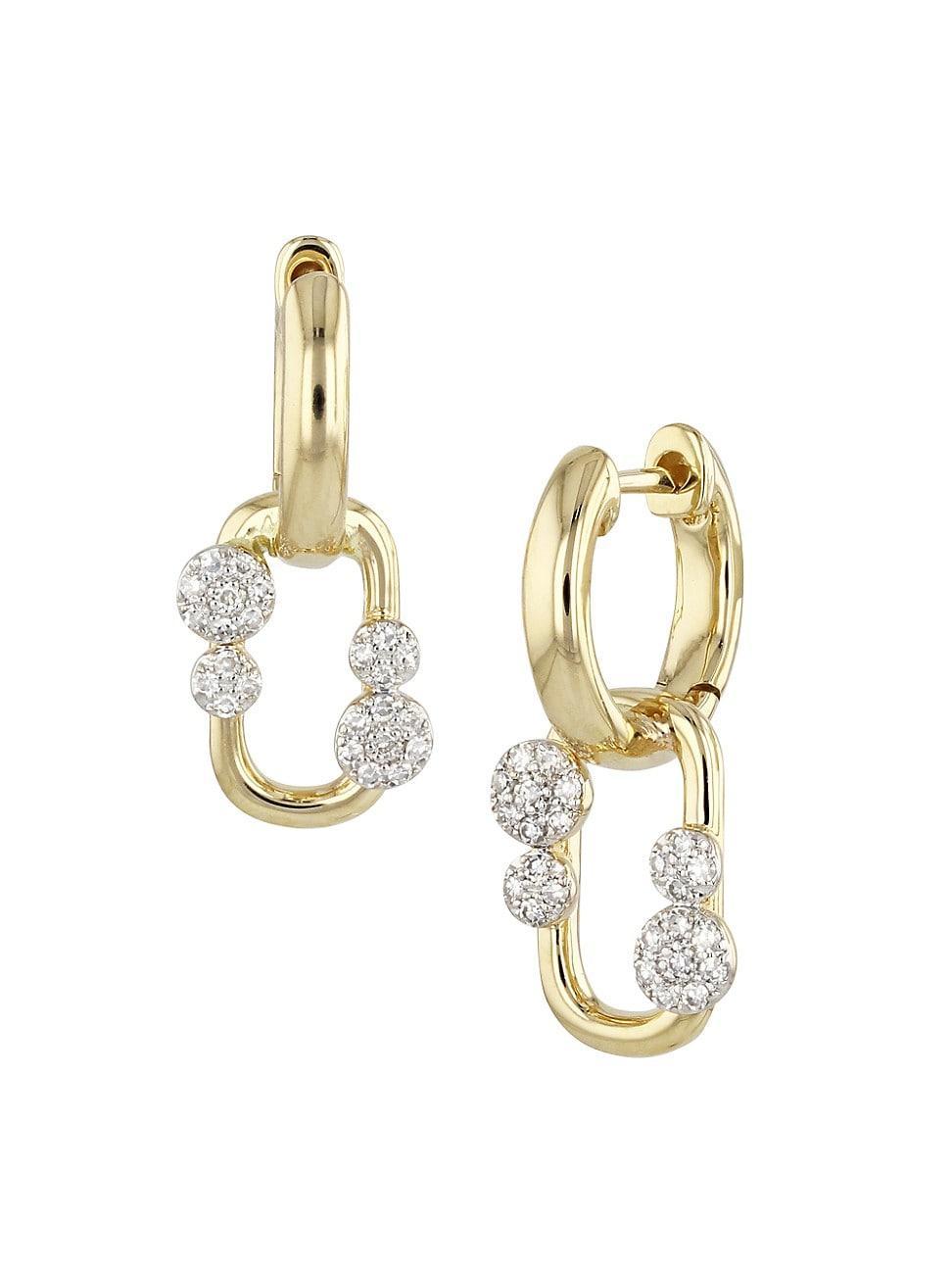 Womens Micro Link 14K Yellow Gold & Diamond Drop Earrings Product Image