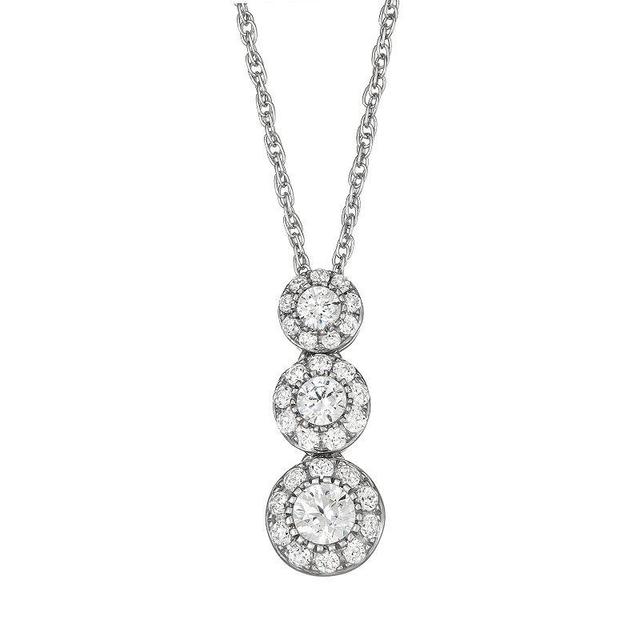 10k White Gold 1/2 Carat T.W. Diamond Triple Halo Pendant Necklace, Womens 10k Whgold Product Image