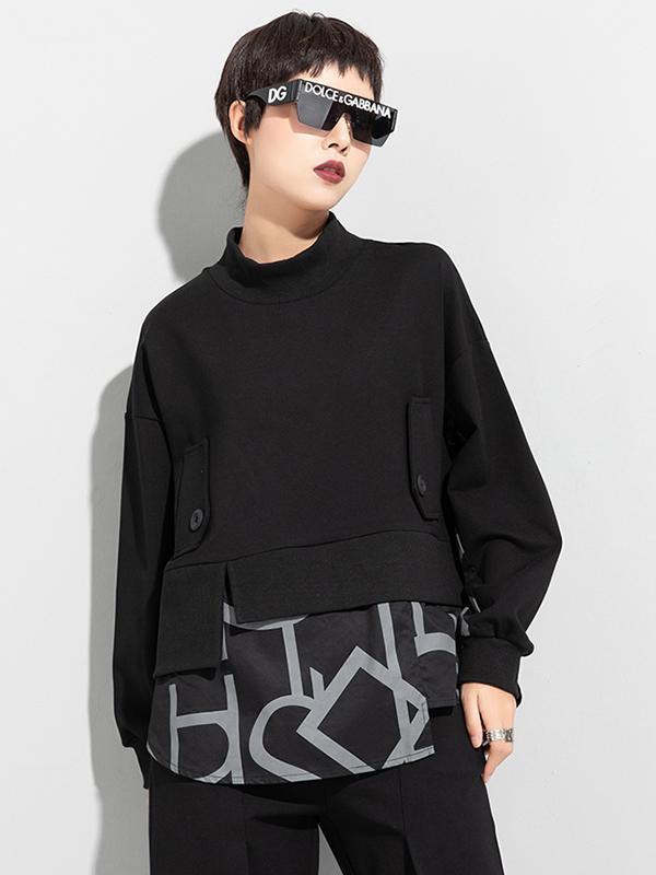 Original Split-Joint False Two Sweatshirt Tops Product Image