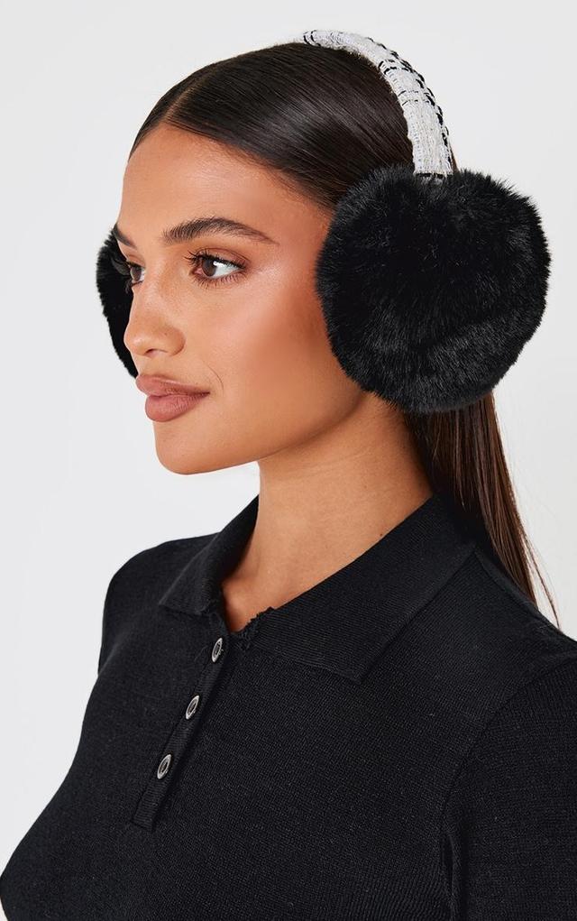 Black Boucle Faux Fur Ear Muffs Product Image