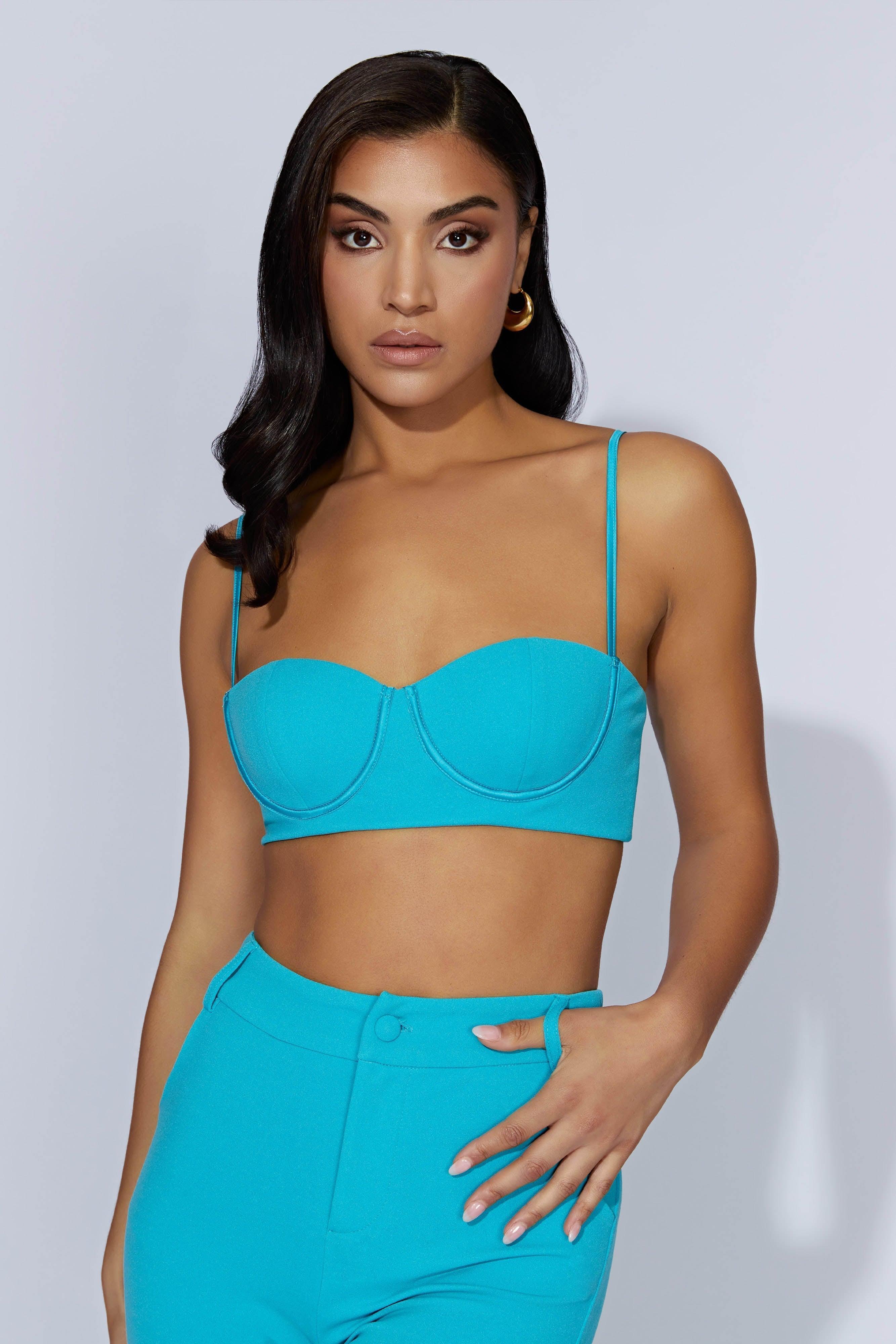 Fiorella Crepe Bustier Top - Aquamarine Product Image