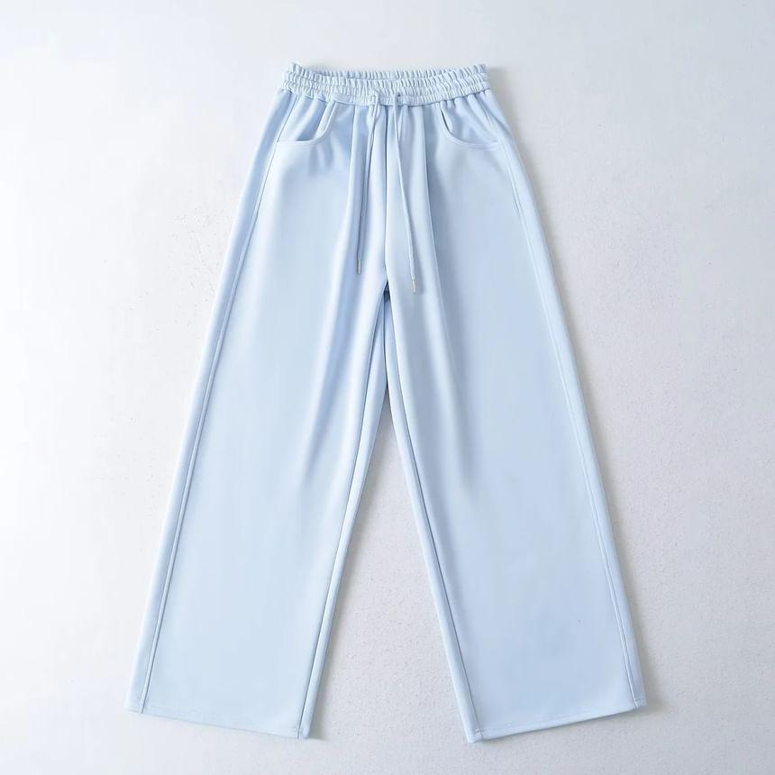 High Rise Plain Wide Leg Sweatpants Product Image