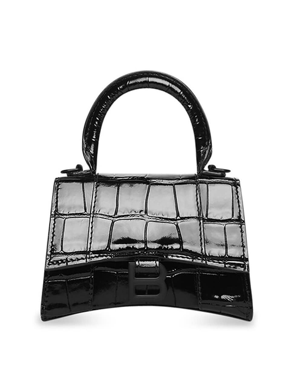 Womens Hourglass Mini Handbag With Chain Crocodile Embossed Product Image