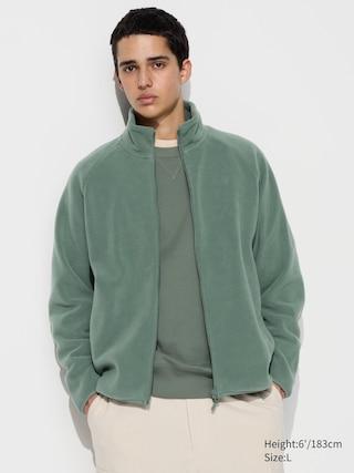 Mens Fleece Full-Zip Jacket Green 3XL UNIQLO US product image