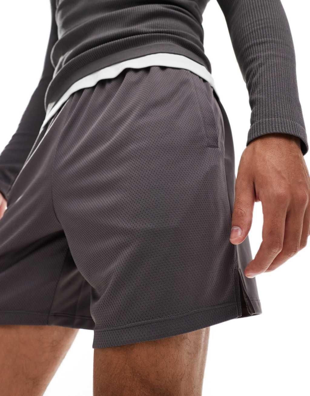 ASOS 4505 mesh panel training short in charcoal Product Image