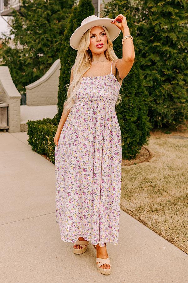 Smiles and Sunshine Floral Maxi in Lavender Curves Product Image