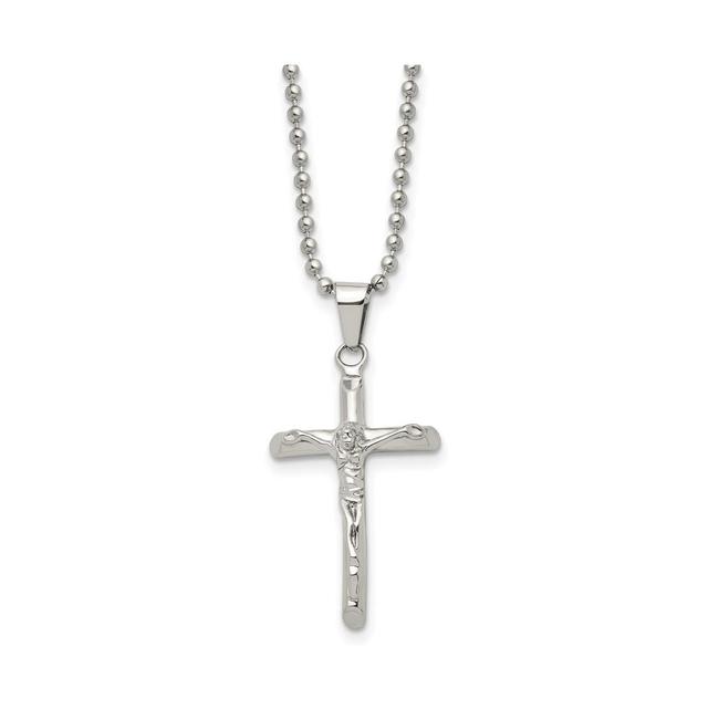 Chisel Polished Crucifix Pendant on a Ball Chain Necklace Product Image