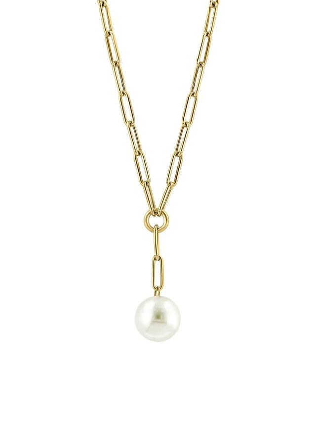 Womens 14K Yellow Gold & 11MM Freshwater Pearl Lariat Necklace Product Image