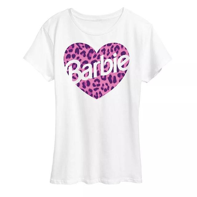 Womens Barbie Leopard Heart Logo Graphic Tee, Girls Product Image