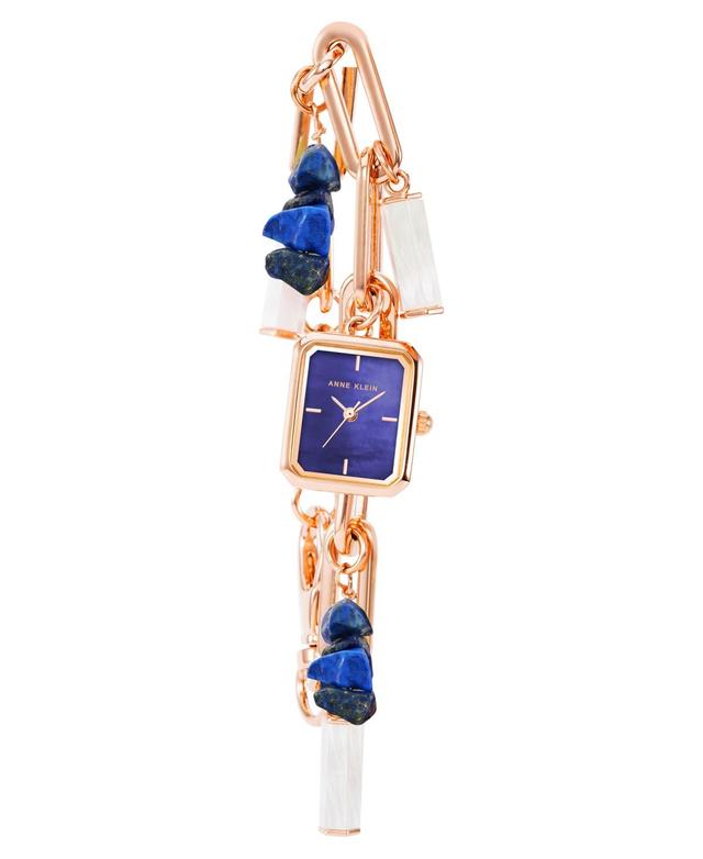 Anne Klein Womens Quartz Rose Gold-Tone Alloy and Blue Lapis Charm Bracelet Watch, 18mm - Rose Gold-Tone Product Image