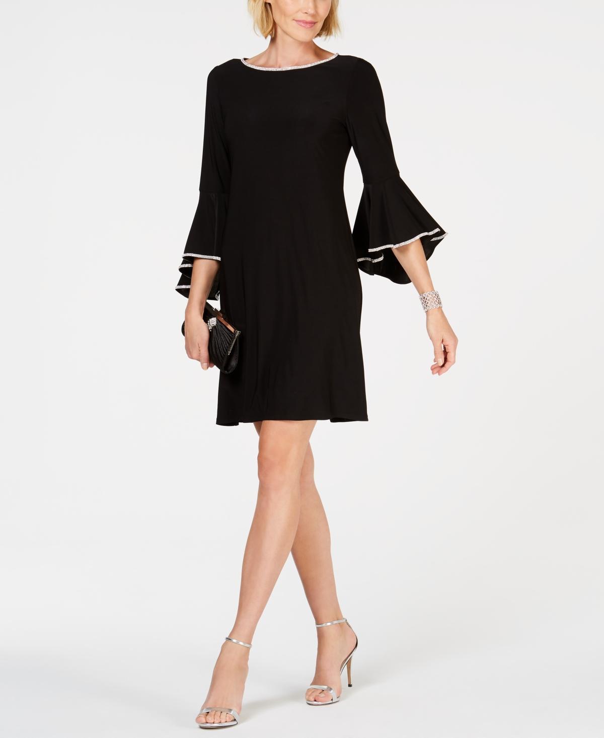 Msk Rhinestone-Trim Bell-Sleeve Dress Product Image