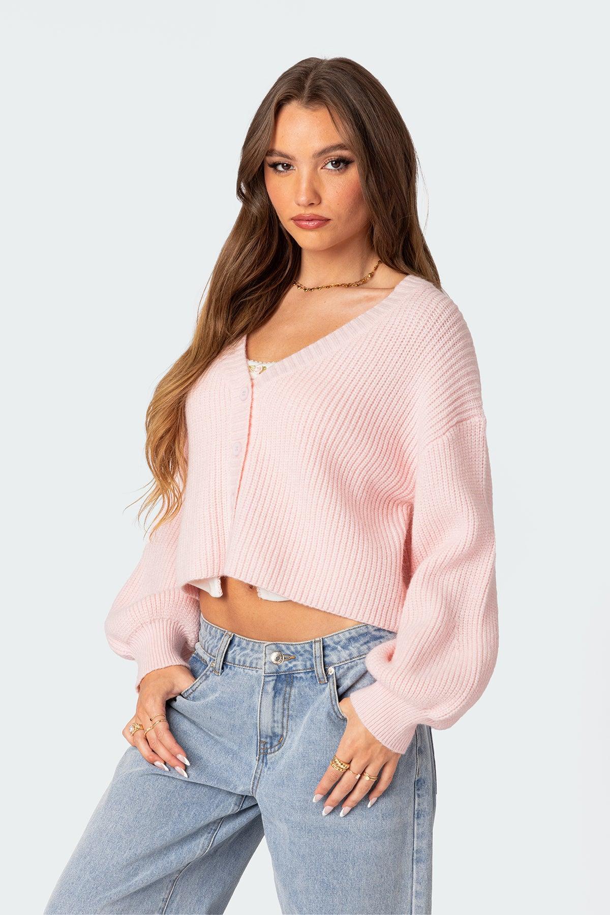 Sabrina Chunky Knit Cropped Cardigan Product Image