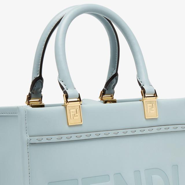 Fendi Sunshine SmallLight blue leather shopper Product Image