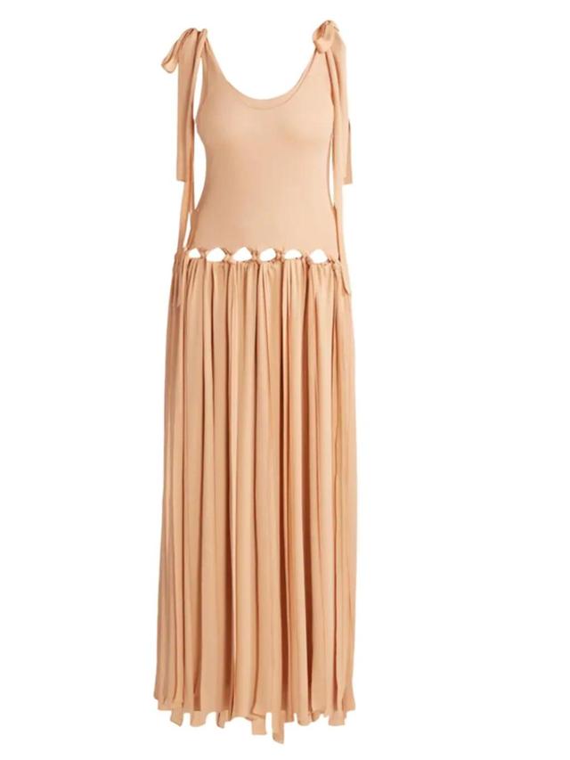 CHLOÉ Chloe Ladies Smoked Ochre Layered Knotted Maxi Dress Product Image