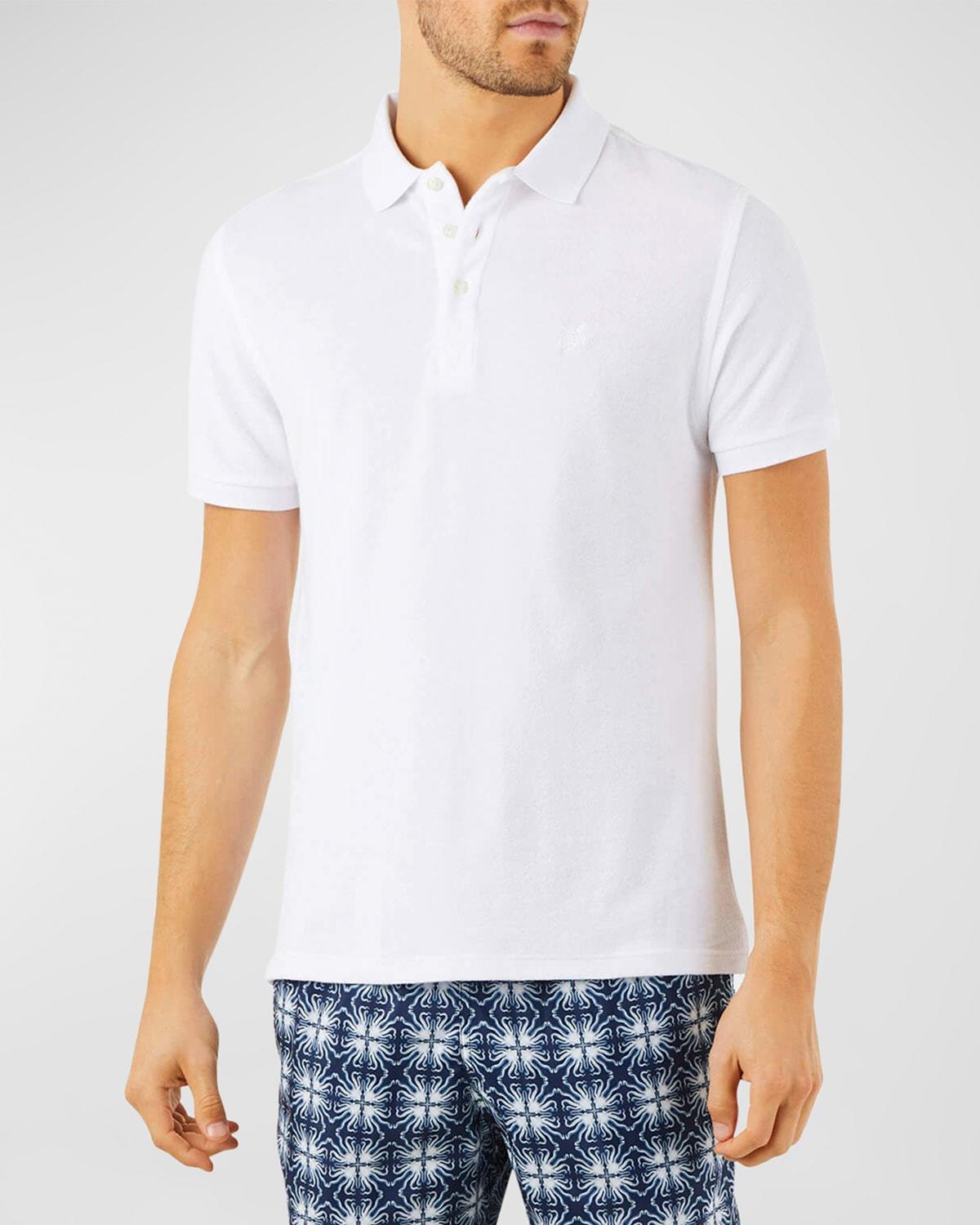 Mens Solid Terry Polo Shirt Product Image