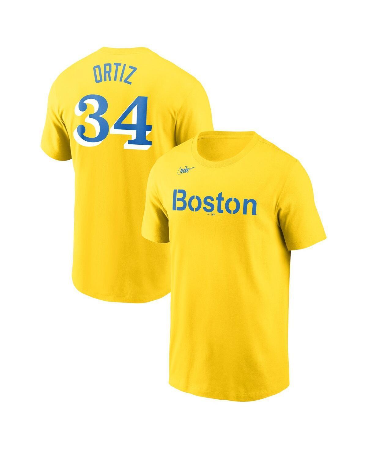 Mens Nike David Ortiz Gold Boston Red Sox Name and Number T-shirt Product Image