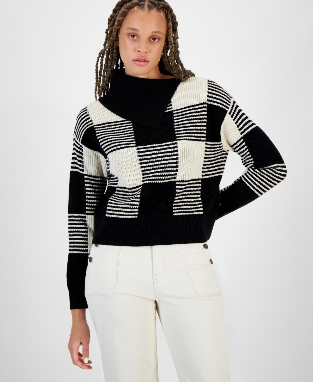 Nautica Jeans Womens Buffalo-Check Drop-Shoulder Sweater Product Image