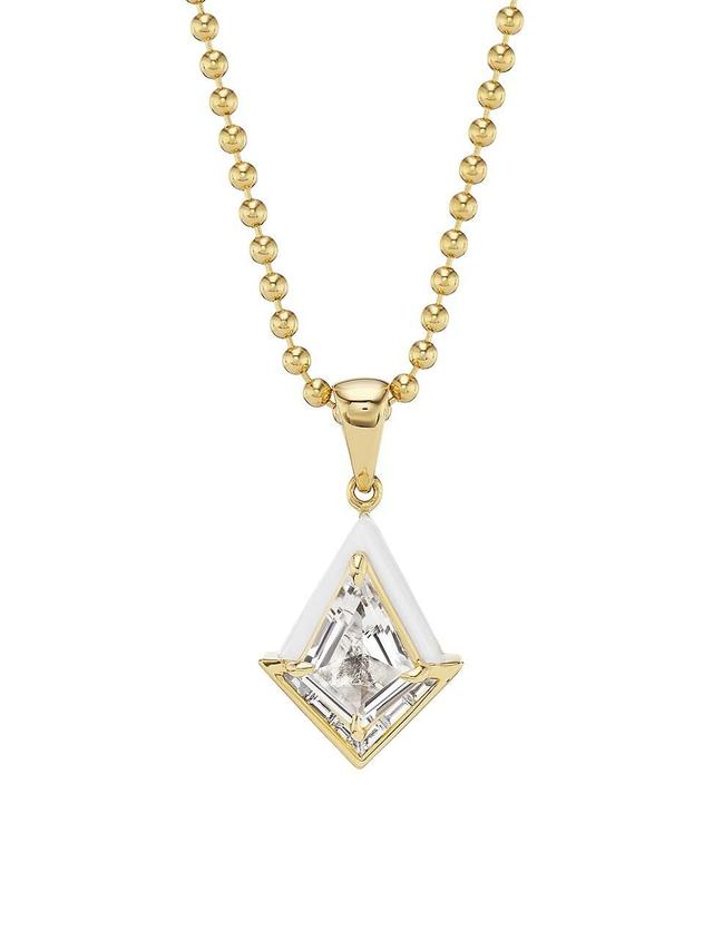 Womens Dress Up 18K Yellow Gold, White Topaz & Diamond Twinkle Necklace Product Image