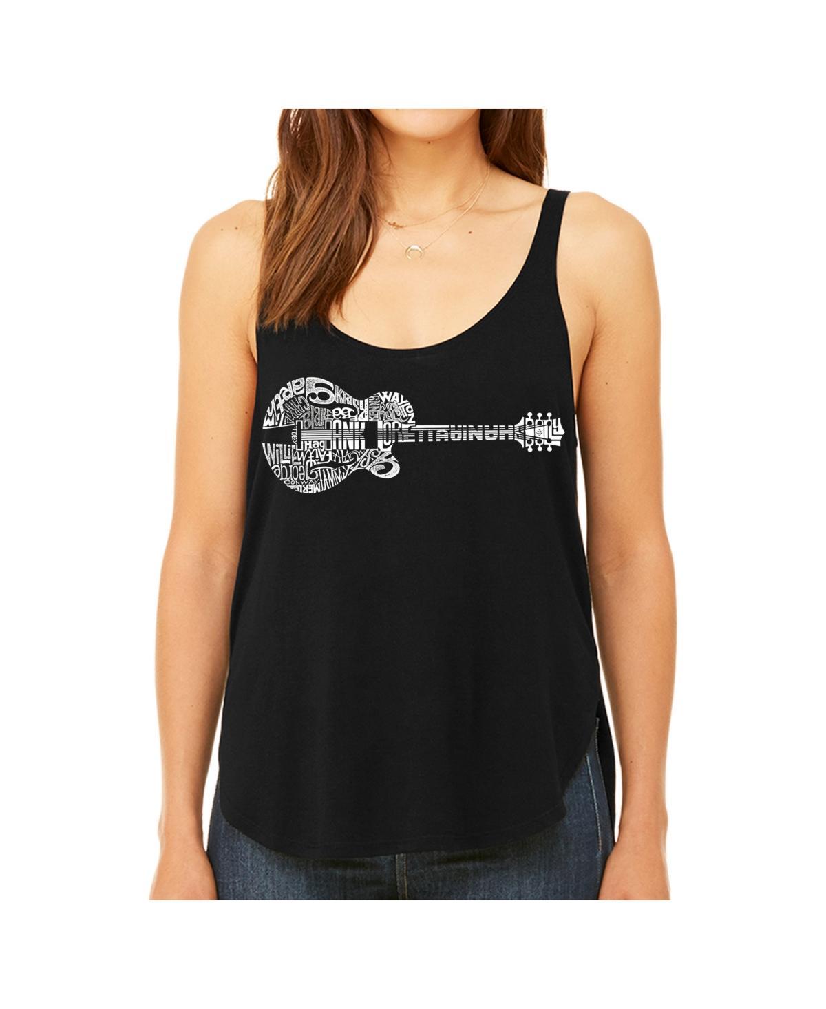 La Pop Art Womens Premium Word Art Flowy Tank Top- Country Guitar Product Image