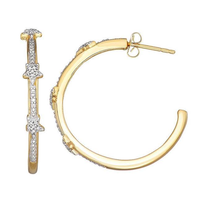 Jewelexcess 14k Gold Over Silver 1/10 Carat T.W. Diamond Hoop Earrings, Womens, Gold Tone Product Image