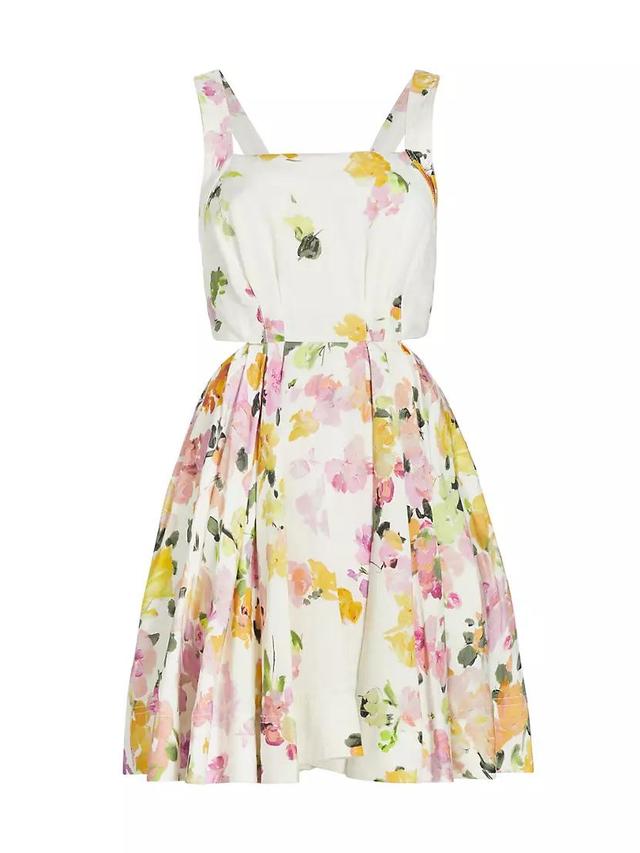 Clara Floral Linen-Blend Minidress Product Image