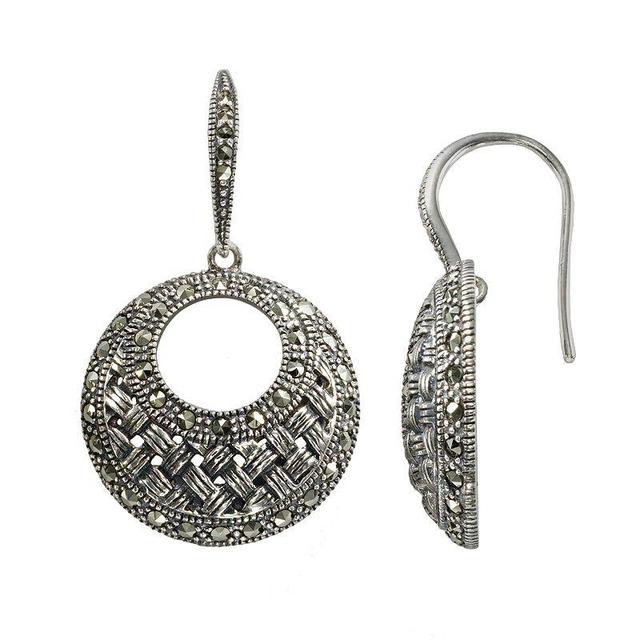 Sterling Silver Woven Hoop Drop Earrings, Womens, Grey Product Image