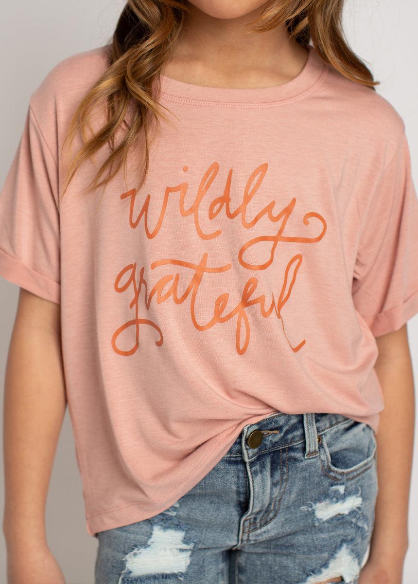 Wildly Grateful Tee in Heather Pink Product Image