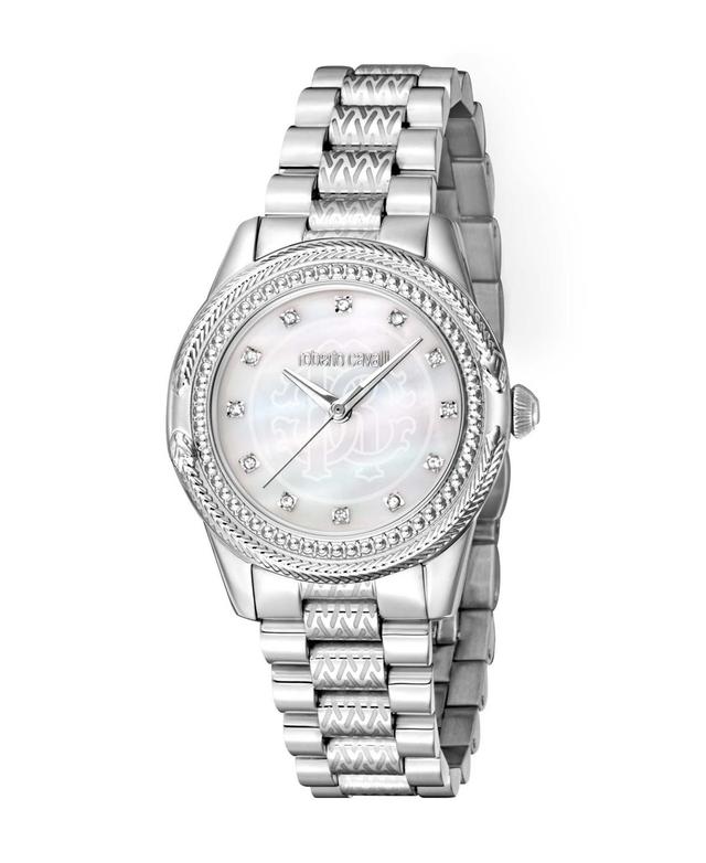 Roberto Cavalli Womens Quartz Silver-tone Stainless Steel Watch 32mm - Silver Product Image