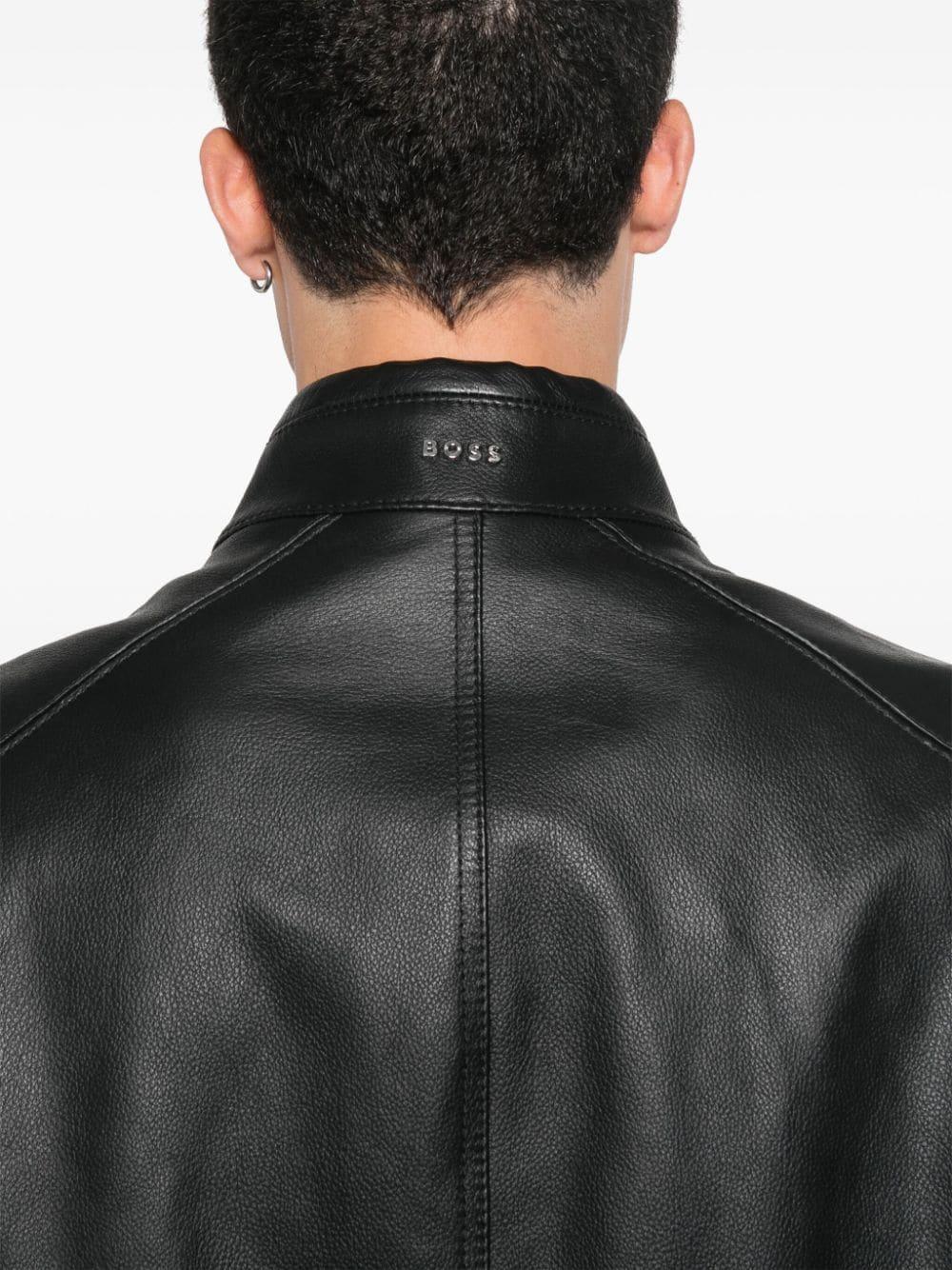 HUGO BOSS Leather Jacket In Black Product Image